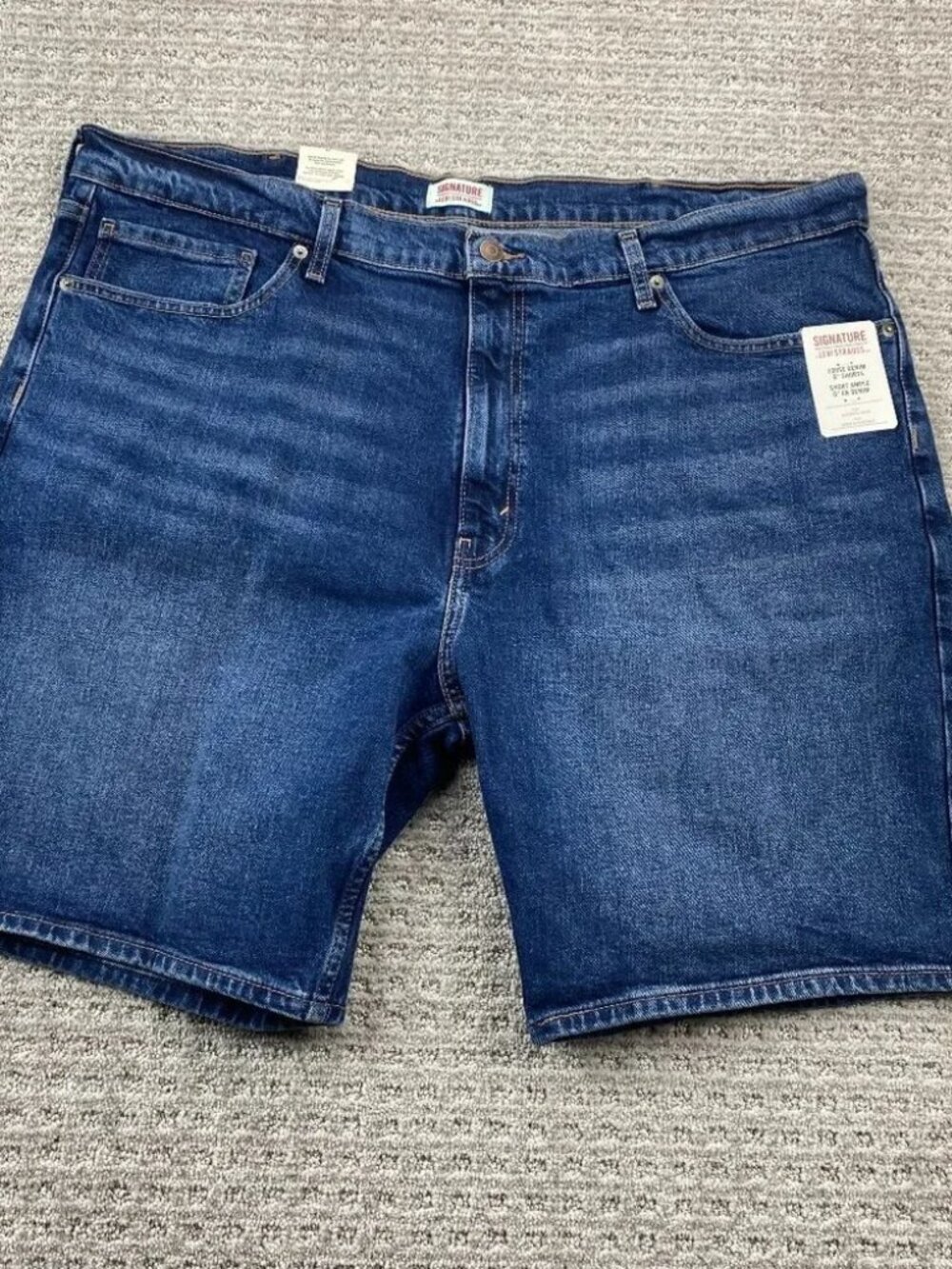 Signature by Levi Strauss Denim Shorts Men 42 Blue Jeans Short Pants Loose